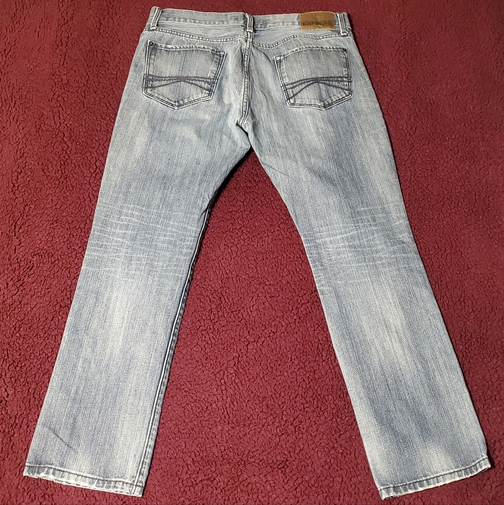 Express Rocco Slim Fit Skinny Leg Jeans Dark BlueWash MenSz33x30(actl.sz36x28.5)